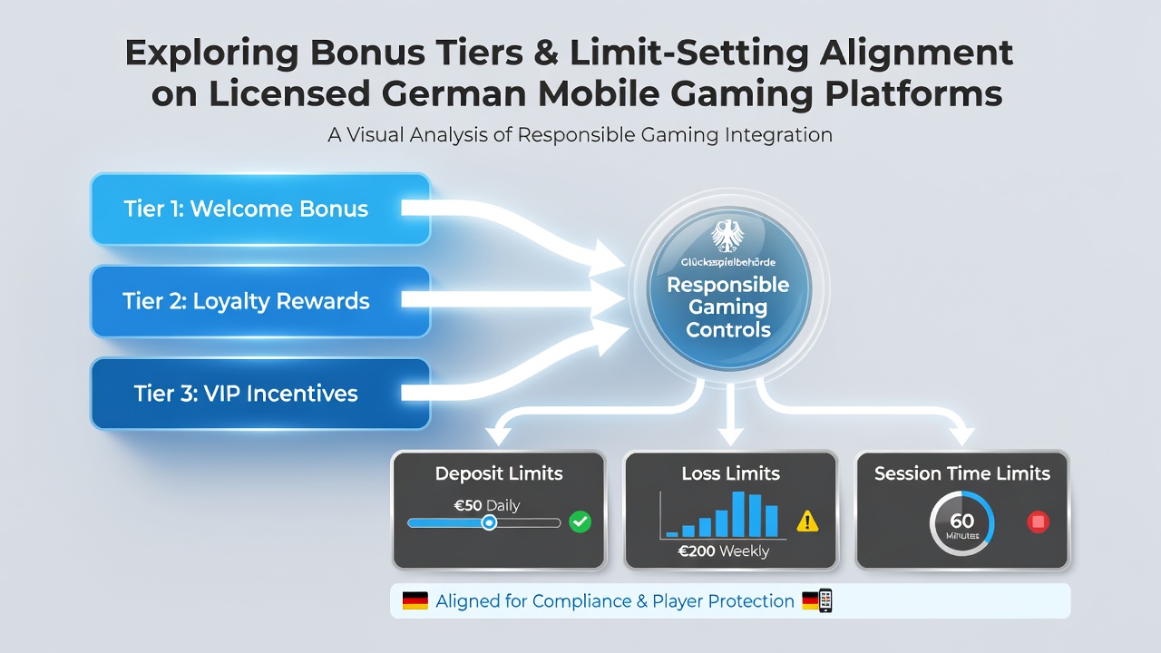 Darstellung von Bonusstufen und Limit-Tools auf einer deutschen mobilen Casino-Plattform