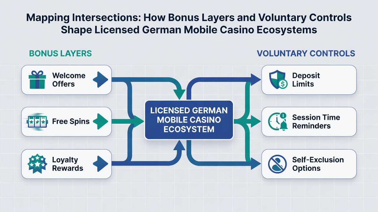 Mobile App-Oberfläche mit verknüpften Bonus- und Limit-Einstellungen