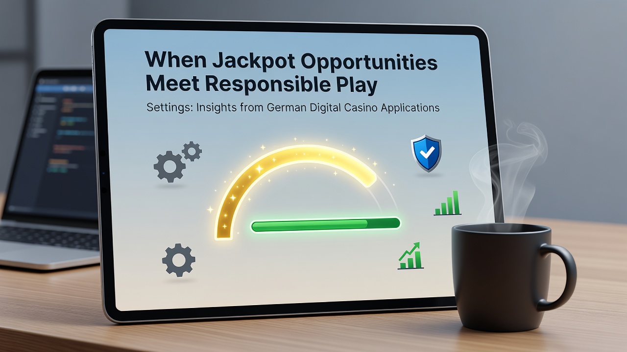 Deutsche Casino-App mit Jackpot-Anzeige und verantwortungsvollen Spieloptionen auf dem Bildschirm